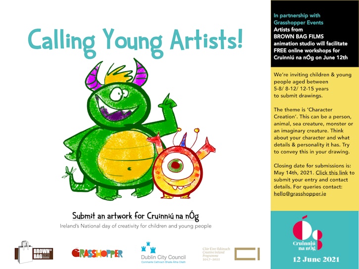 Poster for Character Creation Workshops with Cruinniú na nÓg