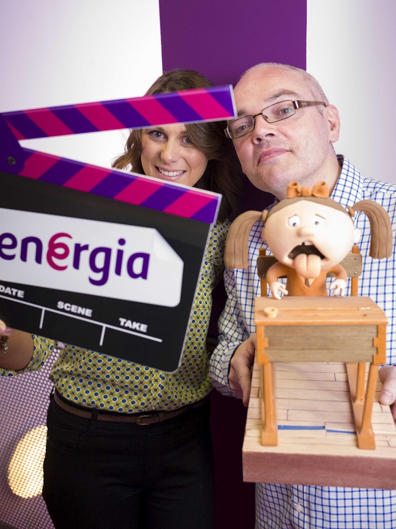 Pictured at the announcement are Karen O’Brien, Energia and John Kennon, Brown Bag Films